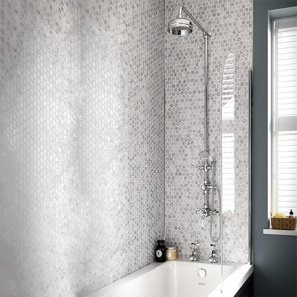 Heritage Exposed Shower Set Chrome Heritage Dawlish Exposed Shower Valve with Premium Fixed Riser Kit, Fixed Shower Head and Diverter to Handset
