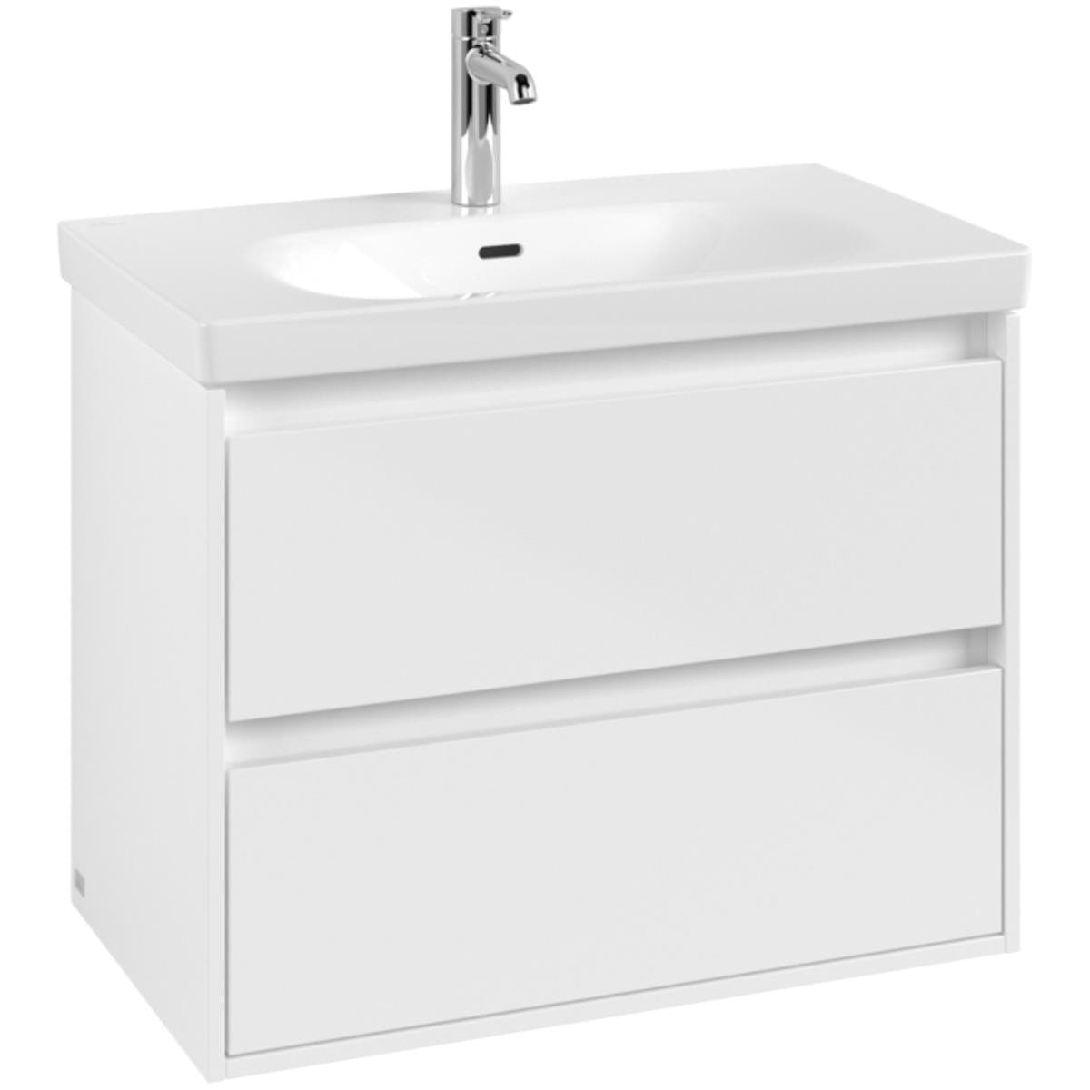 Villeroy & Boch Wall Mounted Vanity Unit Villeroy & Boch Skyla Wall Mounted 800mm Two Drawer Vanity Unit with Basin