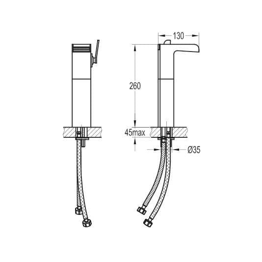 Flova Tall Basin Tap Flova Cascade Tall Basin Mixer with Clicker Waste in Diamond Chrome