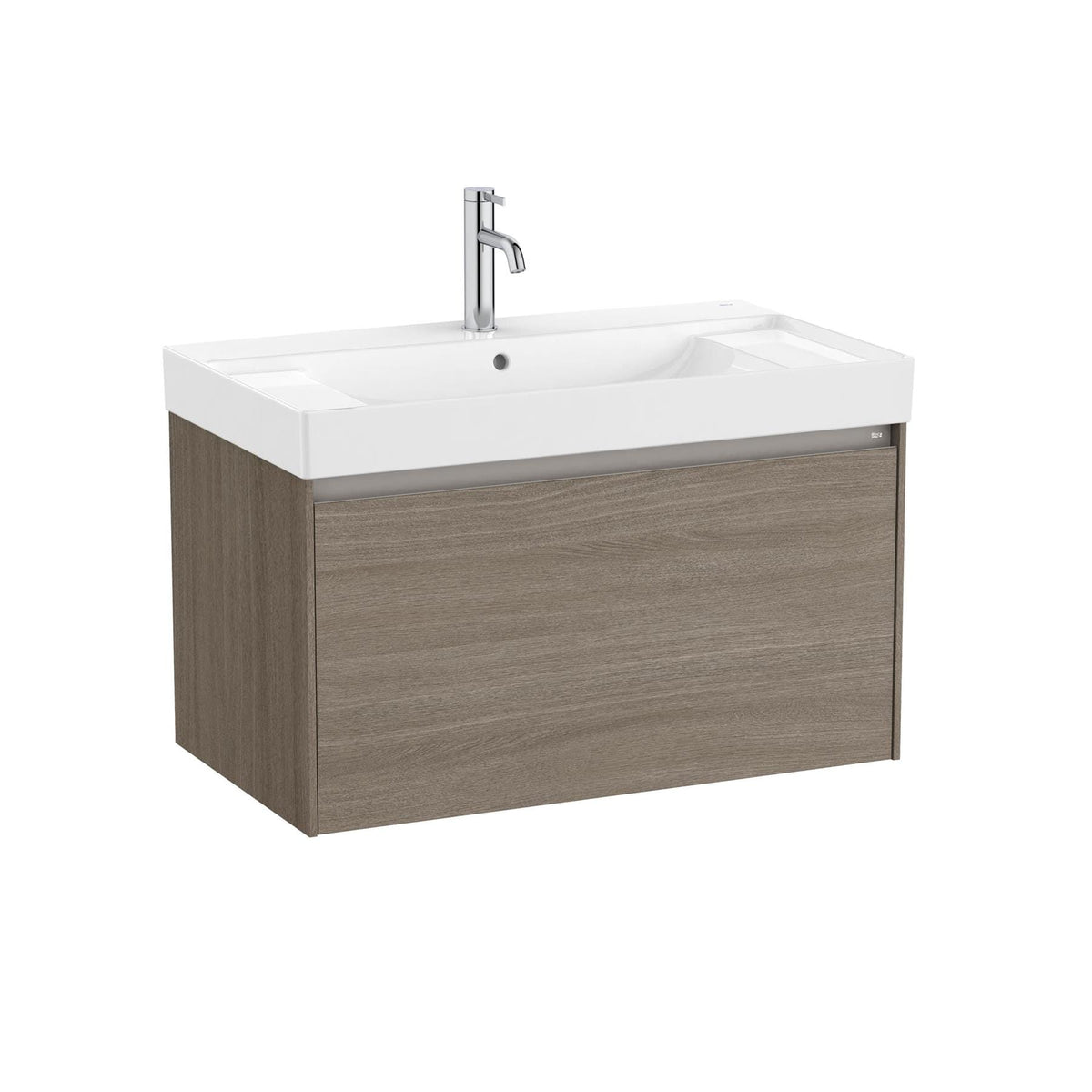 Roca Wall Mounted Vanity Unit Dark Elm / Central Roca Ona 800mm Wall Mounted One Drawer Vanity Unit with Basin