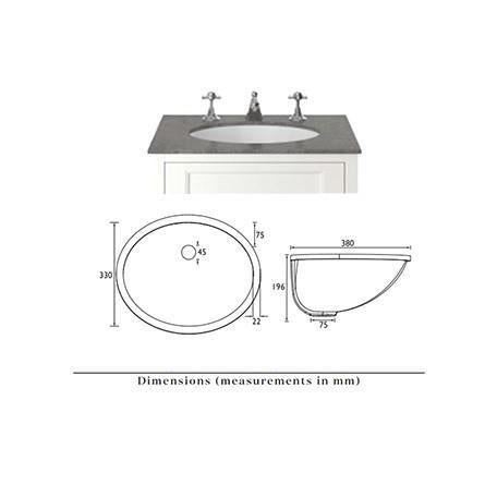 Heritage Caversham 600mm Floor Standing Granley Vanity Unit with Worktop and Undercounter Basin
