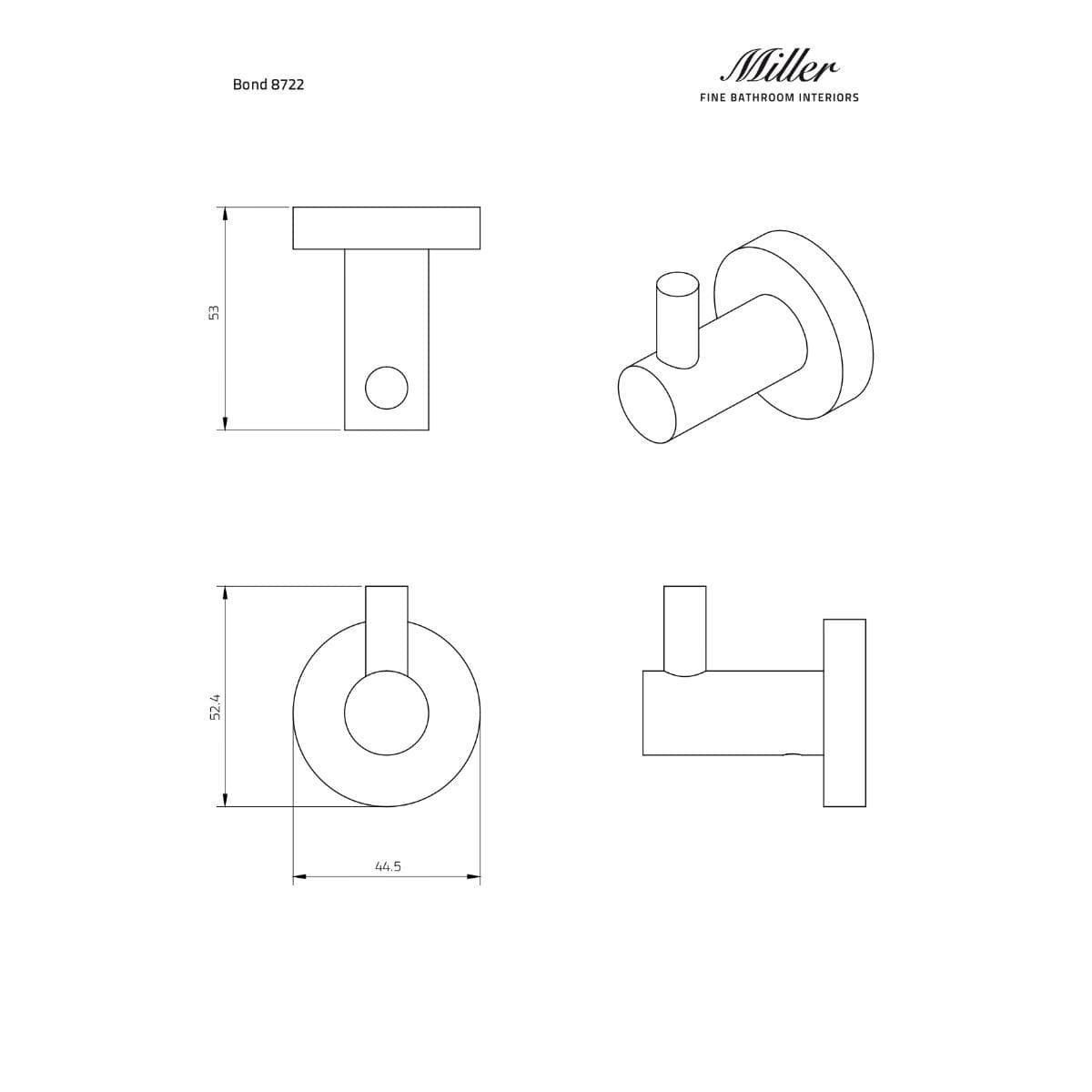 Miller Robe Hook Miller Bond Single Robe Hook