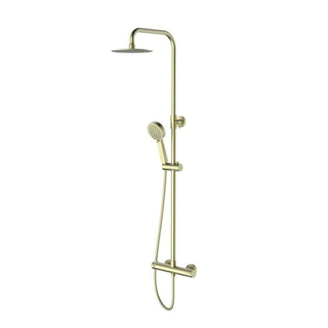 Aquarius Exposed Shower Set Brushed Brass Aquarius RainLux Eco Round Adjustable Exposed Bar Shower System