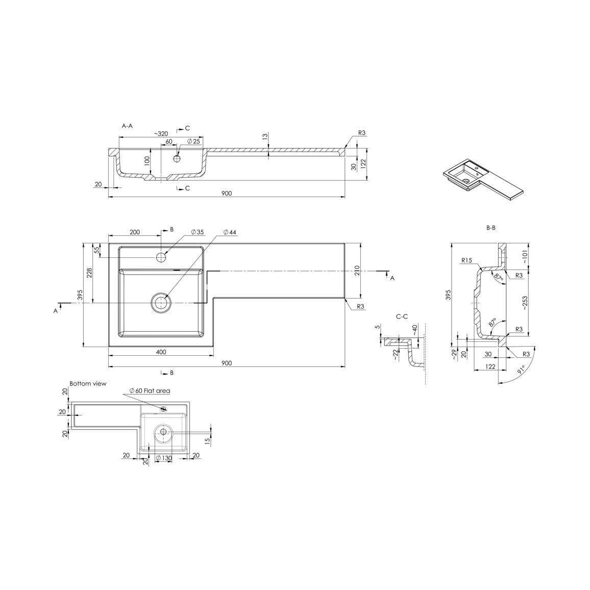 Aquarius Urbano Premium 900mm Vanity Unit Suite (with Back to Wall Toilet)
