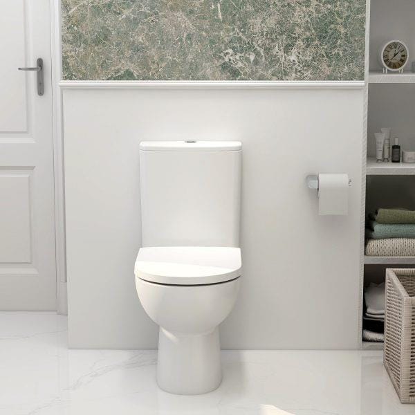 IMEX Close Coupled Toilet IMEX Ivan Rimless Open Back Close Coupled Toilet with Soft Close Seat
