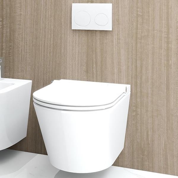 Imex Wall Hung Toilet Imex Ravine Rimless Wall Hung Toilet with Soft Close Seat in White