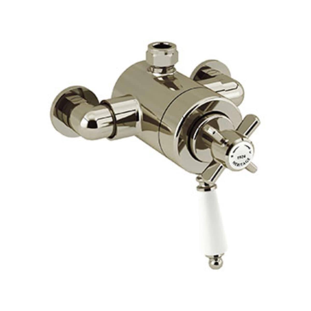 Heritage Exposed Shower Set Heritage Dawlish Exposed Shower Valve with Premium Fixed Riser Kit, Fixed Shower Head and Diverter to Handset
