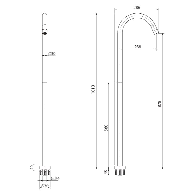 Crosswater Bath Spout Crosswater MPRO Freestanding Bath Spout