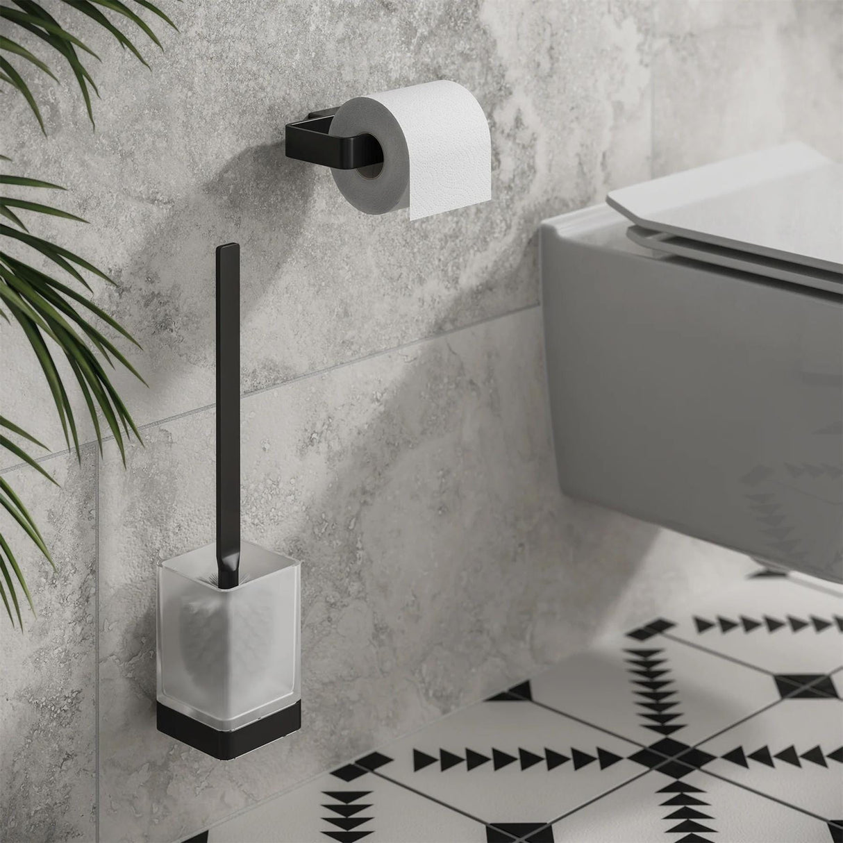 HiB Toilet Brush Black HiB Atto Wall Mounted Toilet Brush and Holder