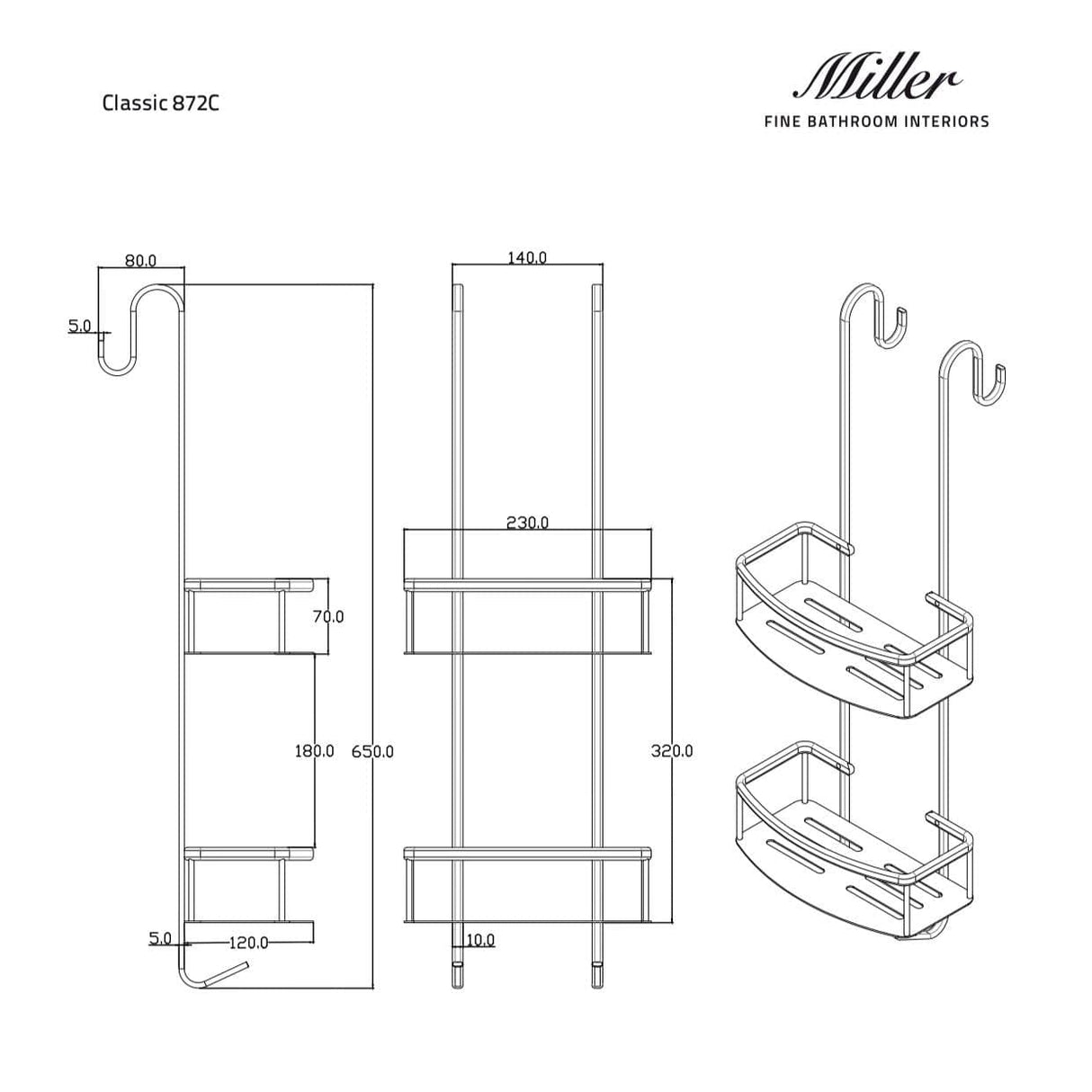 Miller Basket Miller Signature Shower Caddy Basket in Chrome
