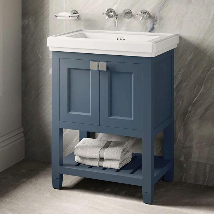 Burlington Floor Standing Vanity Unit Matt Blue / 3 Hole Burlington Riviera Floor Standing 650mm Vanity Unit with Square Basin