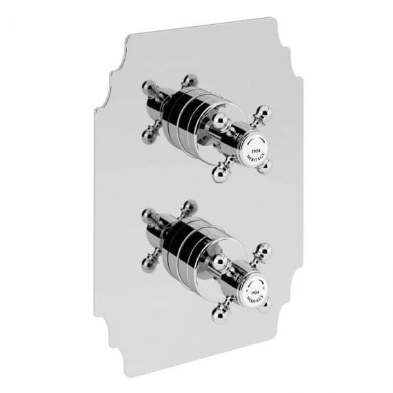 Heritage Concealed Shower Valve Heritage Hartlebury Concealed Thermostatic 1 Outlet, 2 Handle Shower Valve in Chrome