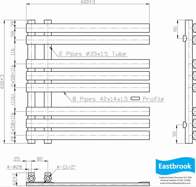 Eastbrook Designer Towel Radiator Eastbrook Leonardo Straight Vertical Heated Towel Rail in Chrome