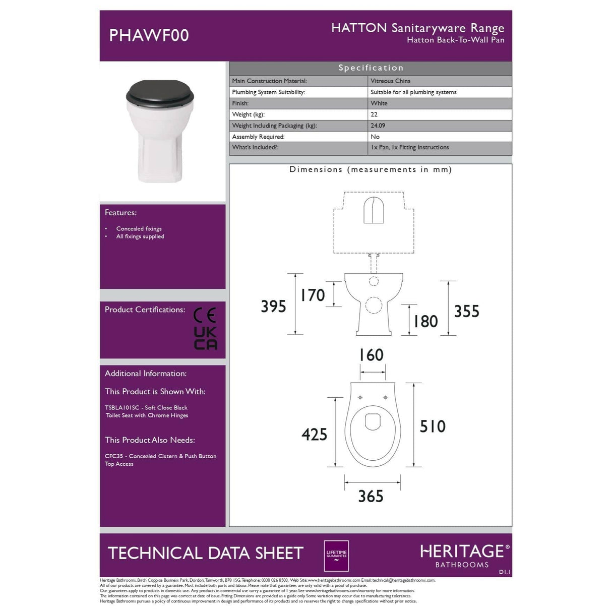 Heritage Back To Wall Toilet Heritage Hatton Back To Wall Toilet