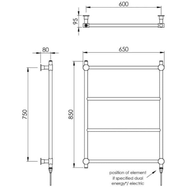 Vogue Designer Towel Radiator Vogue Venture Straight Designer Towel Radiator in Chrome