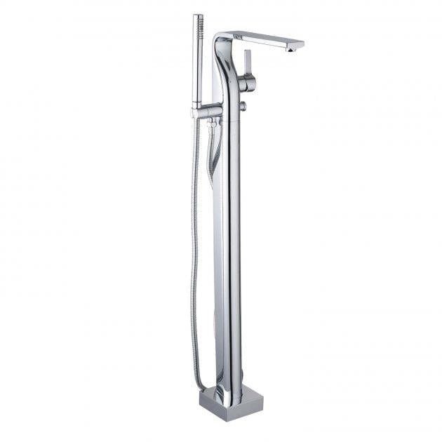 JTP Freestanding Bath Filler JTP Curve Single Lever Floor Standing Bath Shower Mixer with Kit - Chrome
