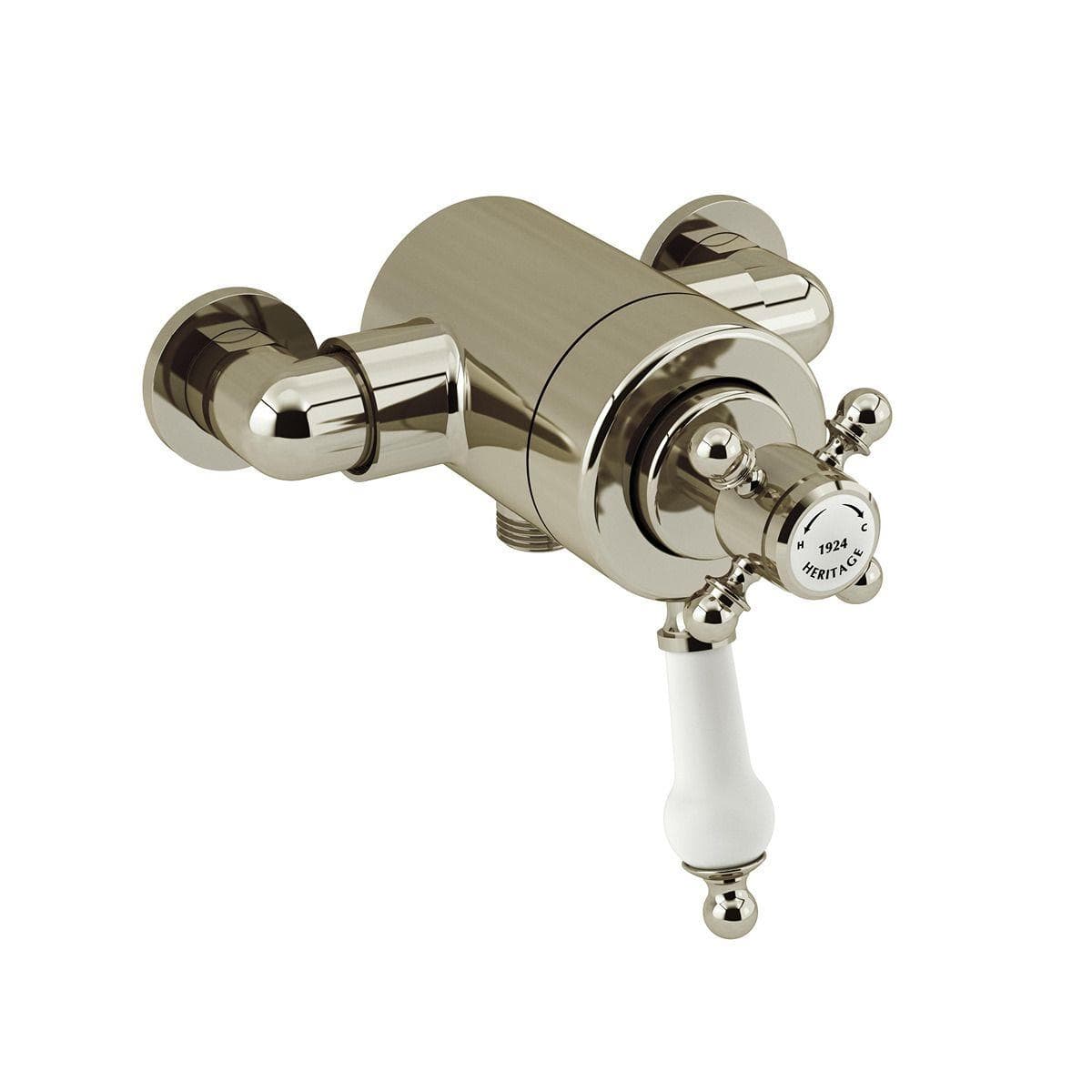 Heritage Exposed Shower Valve Vintage Gold / Bottom Outlet Connection Heritage Hartlebury Exposed Thermostatic 1 Outlet, 2 Handle Shower Valve