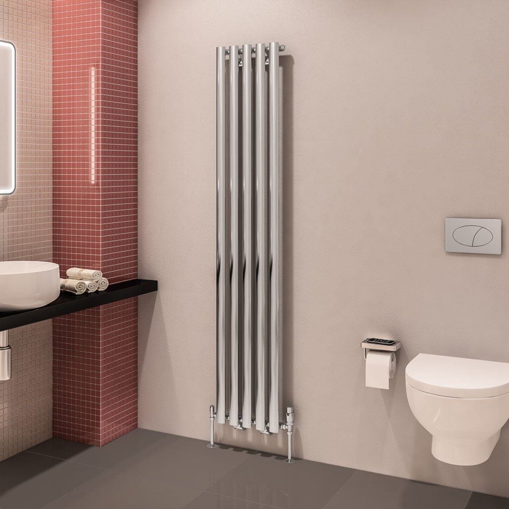 Eastbrook Designer Towel Radiator 1800 x 350mm Eastbrook Tunstall Straight Vertical Designer Radiator in Chrome