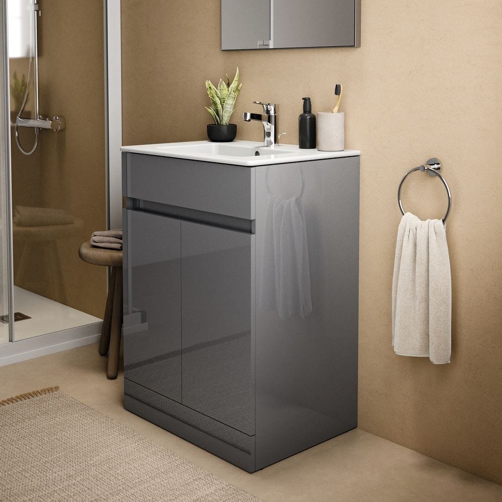 Ideal Standard Floor Standing Vanity Unit Mid Grey Ideal Standard Eurovit+ 600mm Floor Standing Vanity Unit