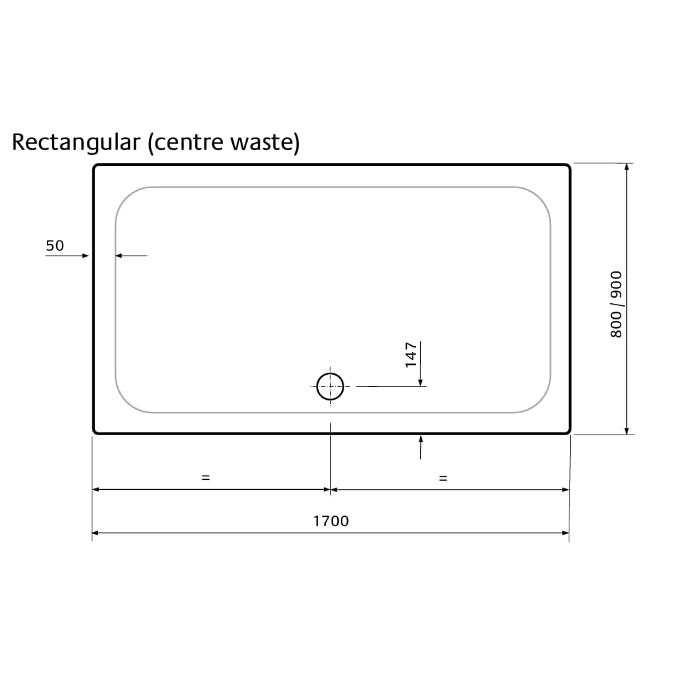 Aquarius Aquarius Pluvia 45mm Stone Resin Rectangular Shower Tray