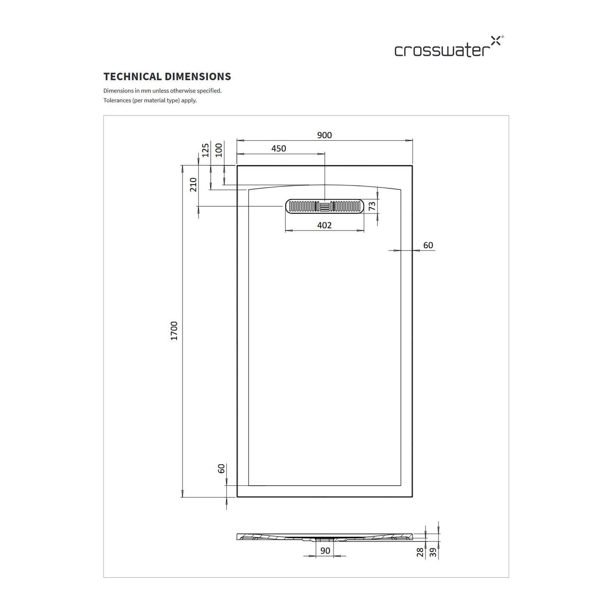 Crosswater Rectangle Shower Tray Crosswater Vito Rectangle 25mm Stone Resin Shower Tray