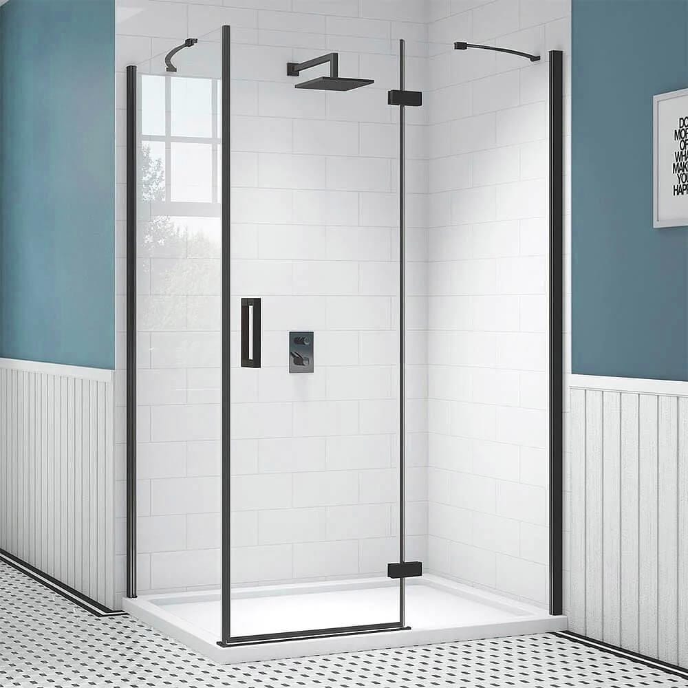 Merlyn Side Panel Matt Black / 900mm Merlyn Ionic Essence Frameless Side Panel for Hinged Shower Door and Inline Panel