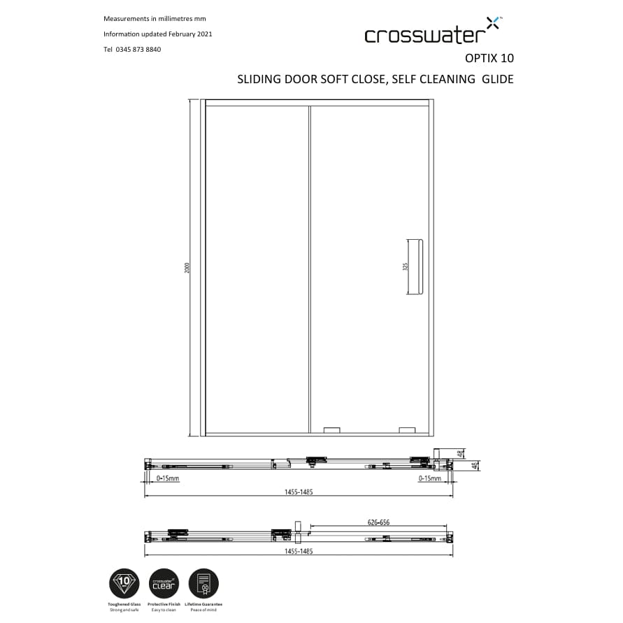 Crosswater Sliding Shower Door Crosswater Optix 10 Sliding Shower Door