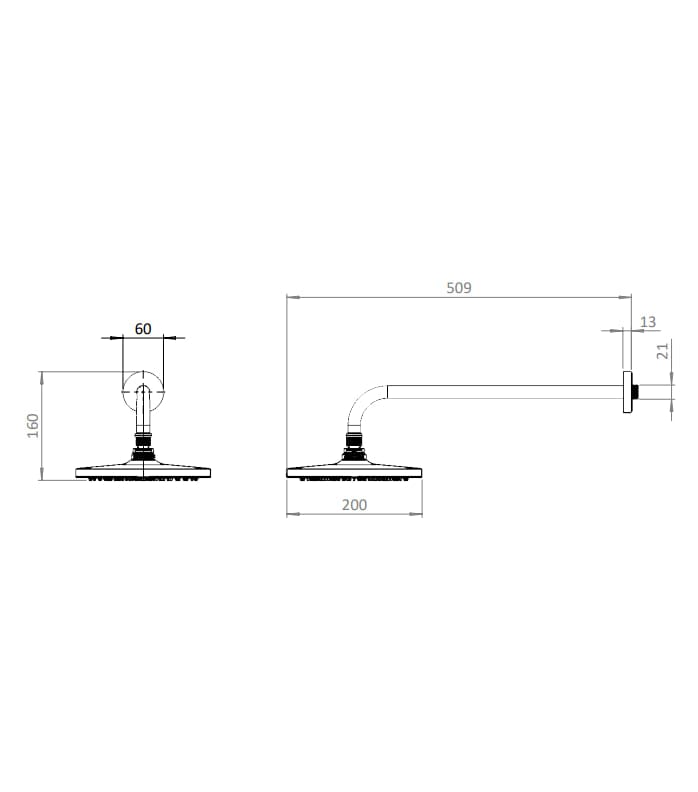 Britton Fixed Shower Head Britton Hoxton 2.0 290mm Rainfall Shower Head and Arm