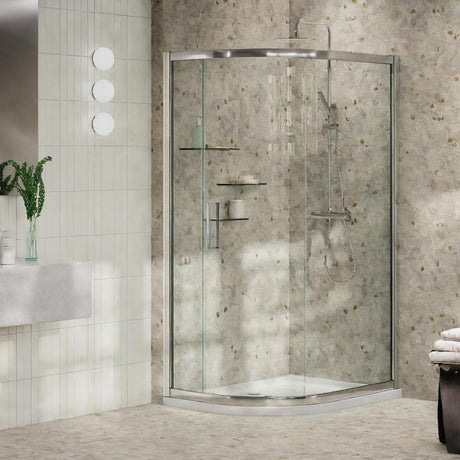 Aquarius Quadrant Shower Enclosure Silver / 900mm x 800mm Aquarius Pluvia 8mm Quadrant Single Sliding Shower Door