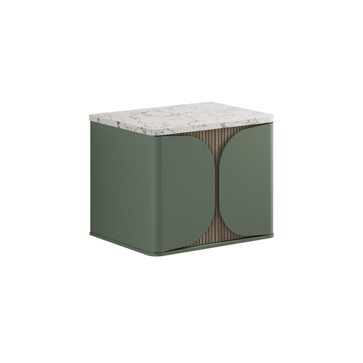 Crosswater Wall Mounted Vanity Unit Sage Green / Crosswater Tambour Worktop - Gold Vein Estatuario Crosswater Tambour Vanity Unit with Basin or Worktop - 600mm - One Drawer - Wall Mounted