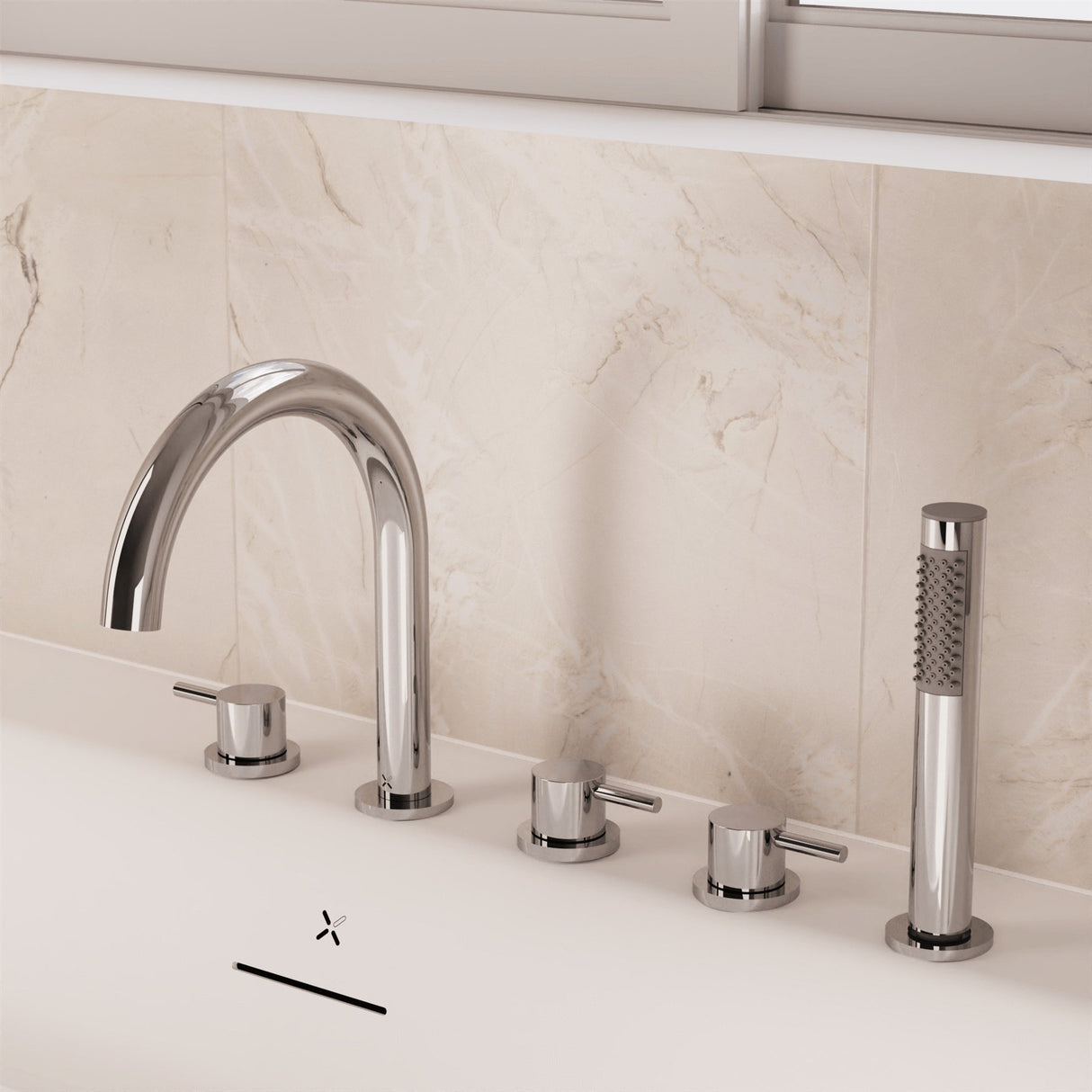 Crosswater 5 Tap Hole Bath Set Crosswater MPRO 5 Hole Bath and Shower Mixer with Shower Set in Chrome