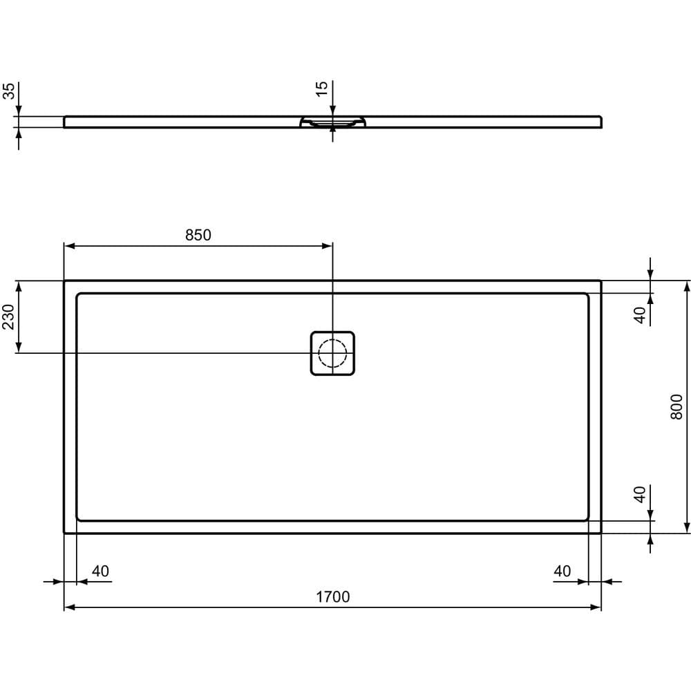 Ideal Standard Rectangle Shower Tray Ideal Standard Ultra Flat EVO 35mm Shower Tray in Silk White with Waste