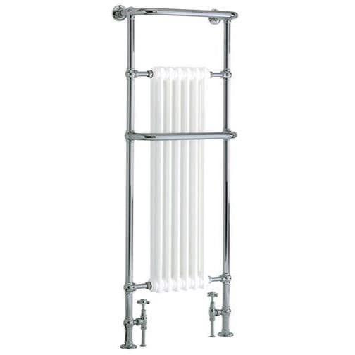 Heritage Insert Radiator Heritage Cabot Floor Mounted Traditional Radiator - 1500 x 580mm - Chrome/White