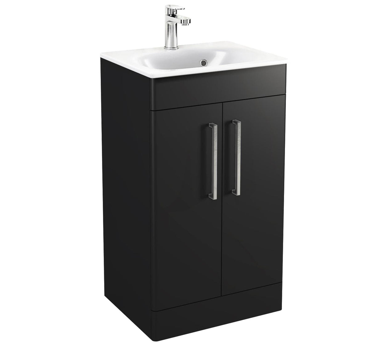 Imex Floor Standing Vanity Unit Matt Black / Black Imex Croma Floor Standing Double Door 500mm Vanity Unit with 1 Tap Hole Basin