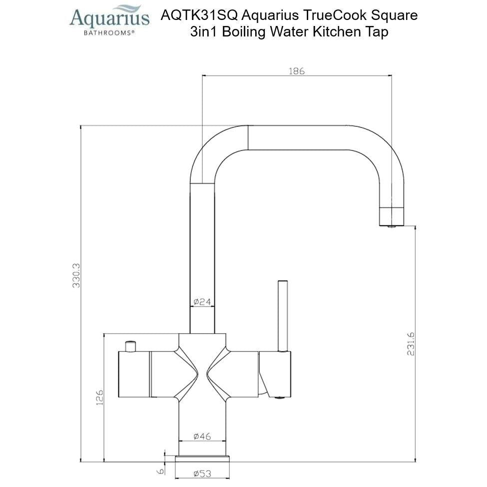 Aquarius TrueCook 3-in-1 Instant Hot Water Kitchen Tap with Square Spout