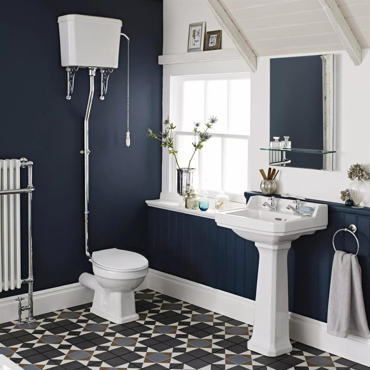 Aquarius Bathrooms High Level Toilet White Wooden Aquarius Harewood Traditional High Level Toilet with Soft Close Seat
