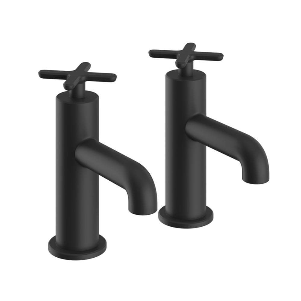Heritage Pillar Bath Tap Matt Black Heritage Salcombe Bath Pillar Taps (Pair)