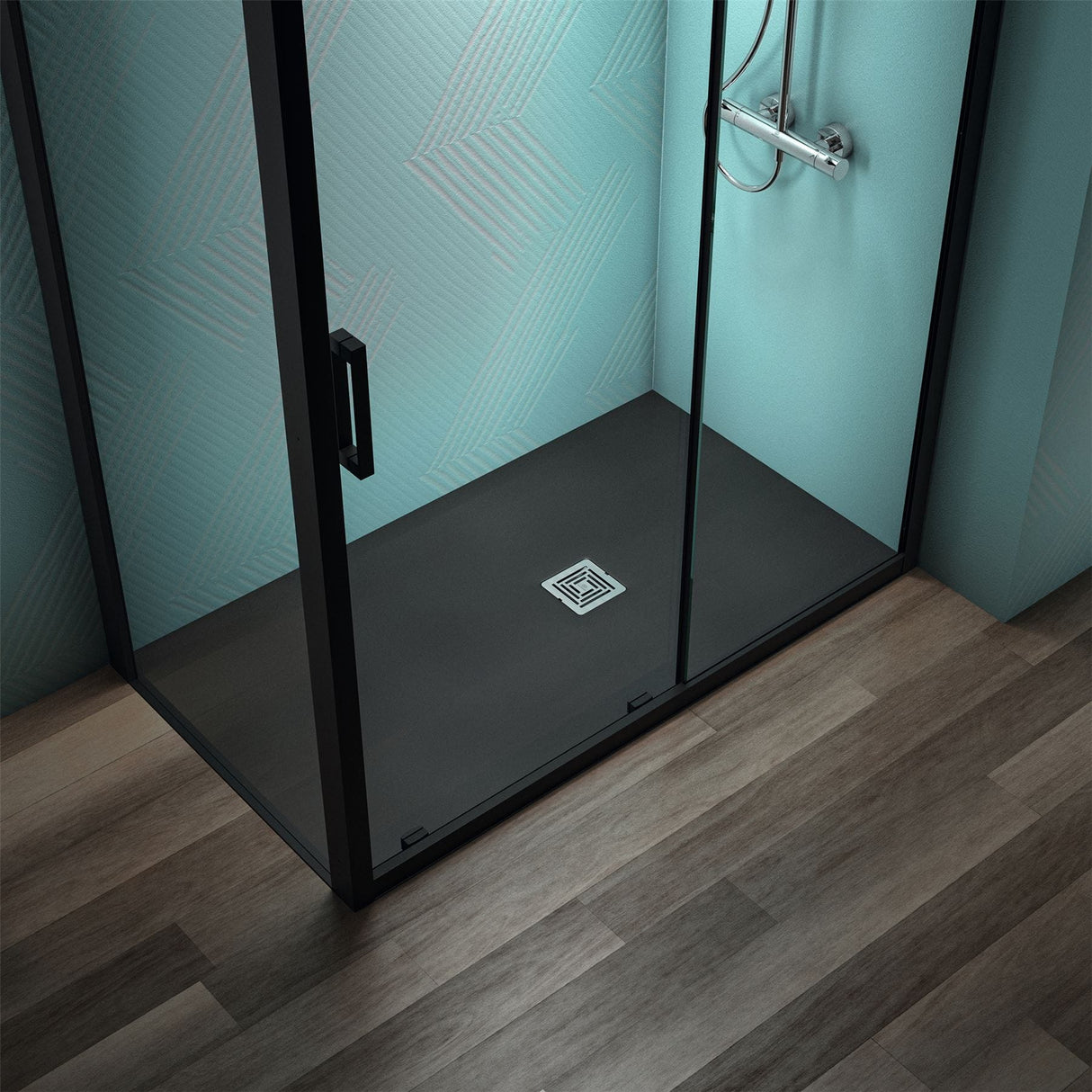 Ideal Standard Rectangle Shower Tray Jet Black / 1400 x 800mm Ideal Standard Ultra Flat S+ Shower Tray 30mm including Waste