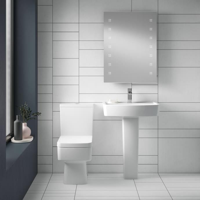 Aquarius Bathrooms Pedestal Basin Aquarius Squared 520mm One Tap Hole Basin and Pedestal