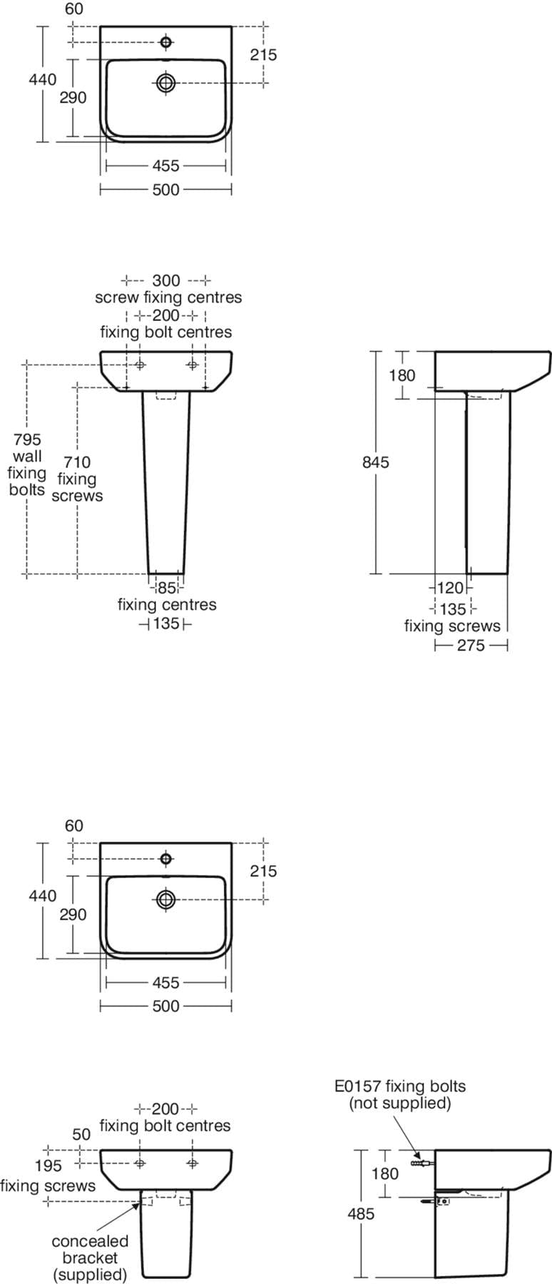 Ideal Standard Pedestal Basin Ideal Standard i.life B Basin, 1 taphole with Pedestal