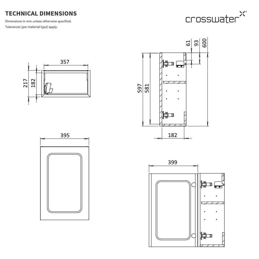Crosswater Cloakroom Vanity Unit Crosswater Alo Cloakroom Single Door Wall Mounted 400 x 220mm Vanity Unit with Basin