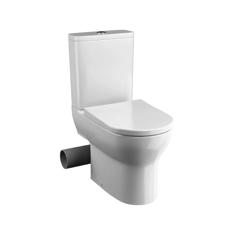 Tissino Close Coupled Toilet Left Hand / Chrome Tissino Nerola Rimless Closed Coupled Toilet - Right or Left Soil Exit - with Soft Close Wrapover Seat