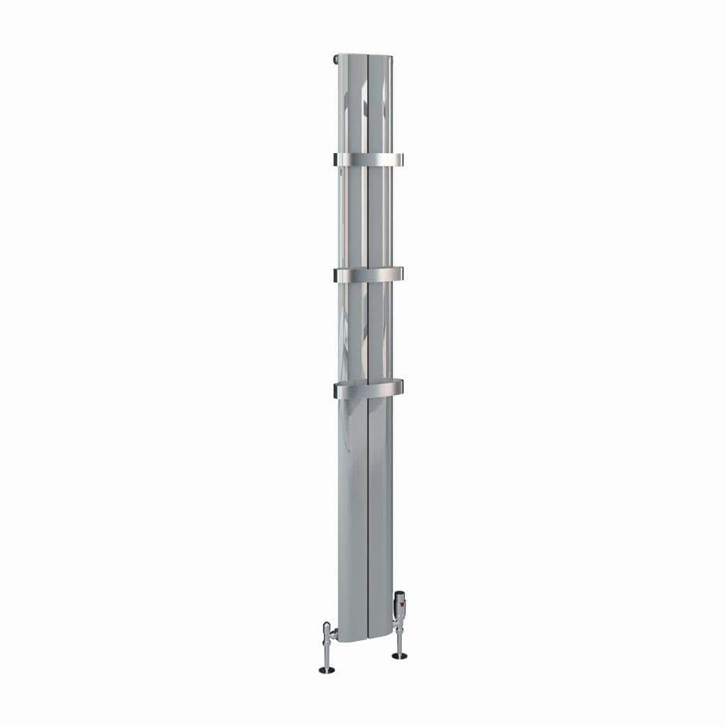 Eastbrook Panel Radiator Eastbrook Berlini Straight Vertical Aluminium Radiator in Polished Aluminium
