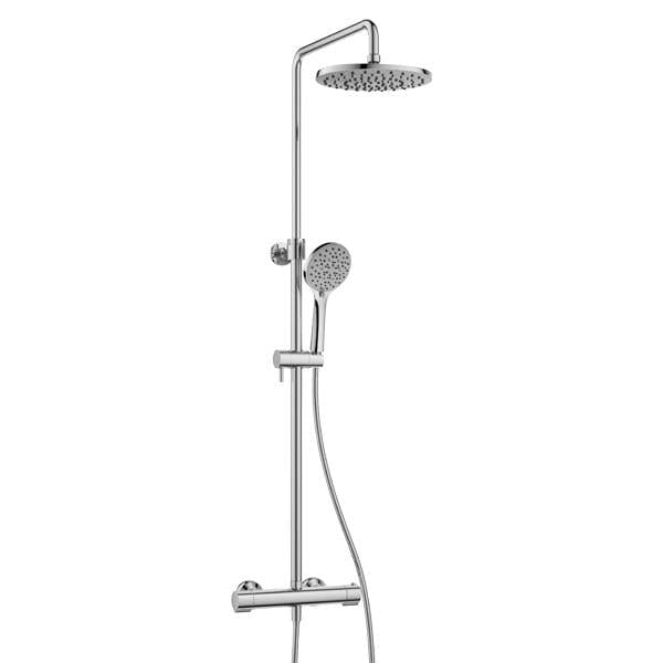 Flova Exposed Shower Set Flova Linea Exposed Thermostatic Shower Valve Set with Adjustable Riser, Rainshower Head and Handset