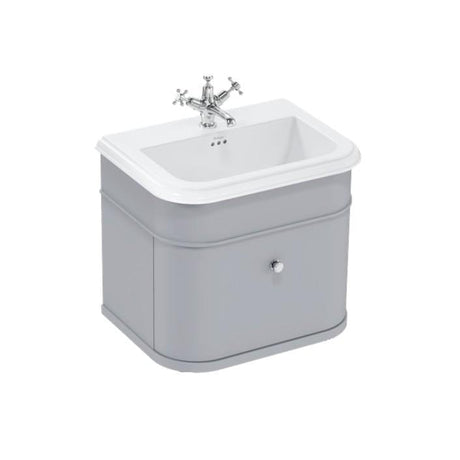 Burlington Wall Mounted Vanity Unit Classic Grey / Ceramic Basin - 1 Tap Hole / Chrome Burlington Chalfont 650mm Wall Mounted Single Drawer Vanity Unit with Basin