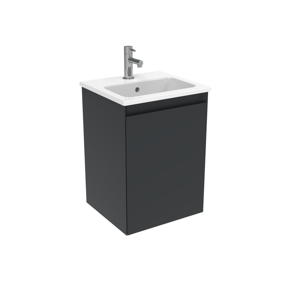 Saneux Wall Mounted Vanity Unit Matte Anthracite / 1 Hole Saneux Uni Vanity Unit With Basin - 400 x 360mm - One Door - Wall Mounted