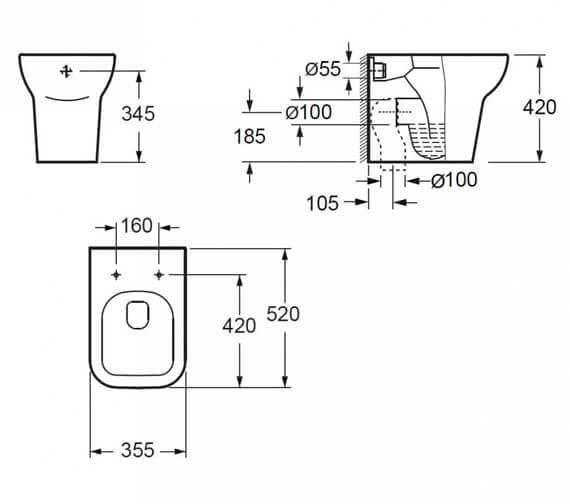 Imex Back to Wall Toilet Imex Suburb Back to Wall Toilet with Soft Close Seat in White