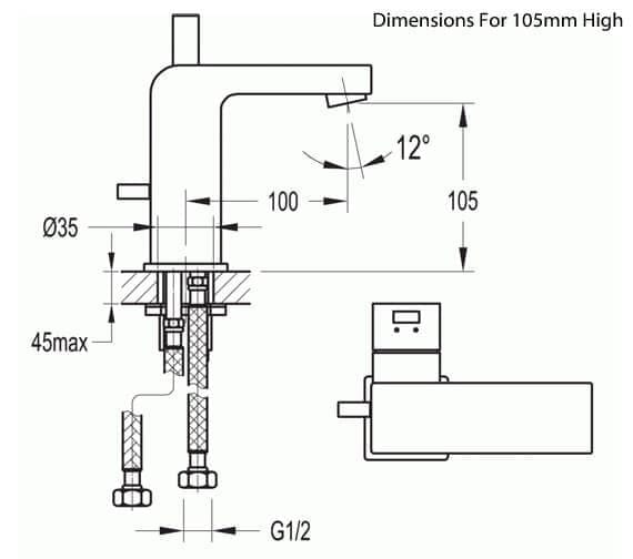 Flova Mono Basin Tap Flova Str8 Mini Basin Mixer Tap with Clicker Waste in Diamond Chrome