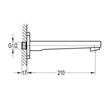 Flora Bath Spout Flova Dekka Wall Mounted Bath Spout in Diamond Chrome