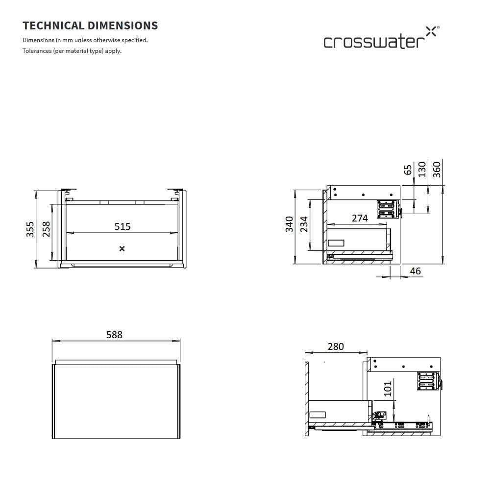 Crosswater Wall Mounted Vanity Unit Crosswater Mada Wall Mounted Vanity Unit